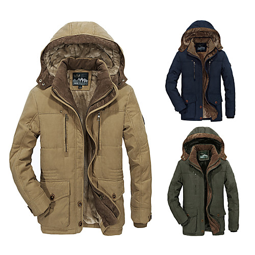 

Men's Hoodie Jacket Hiking Fleece Jacket Winter Outdoor Thermal Warm Windproof Coat Top Camping / Hiking Hunting Casual Army Green khaki Navy