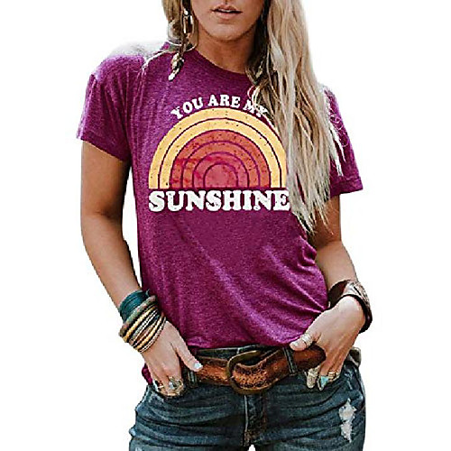 

women's you are my sunshine graphic t shirt women cute sunshine girl shirt casual summer short sleeve tees tops s purple