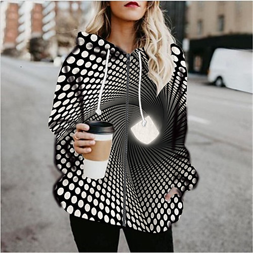 

Women's Pullover Hoodie Sweatshirt Graphic 3D Print Daily Going out 3D Print Basic Hoodies Sweatshirts Black