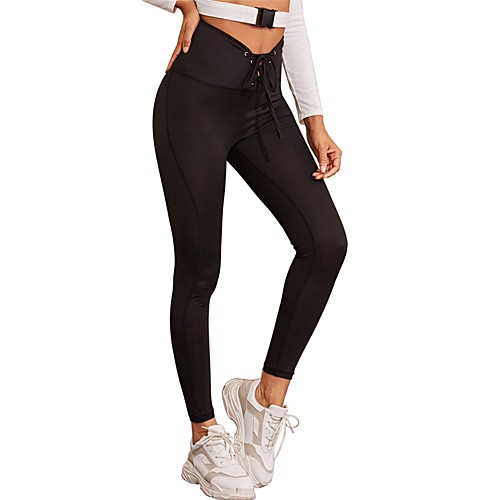 

Women's Sports Sports Sport Gym Leggings Pants Solid Color Full Length Drawstring Black