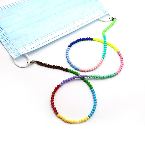 

1pcs Fashion Colorful Light Beads Mask Chain Anti-Skid Rope Hanging Neck Mask Lanyard Anti-Drop Glasses Chain Mask Chain without Mask
