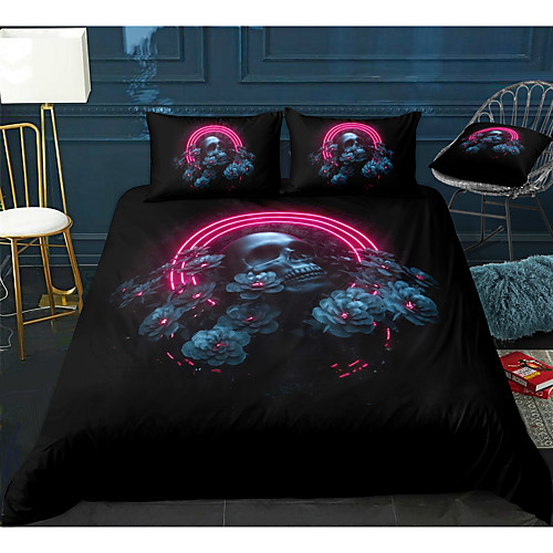 

Skull Series Horrible Skull Print 3-Piece Duvet Cover Set Hotel Bedding Sets Comforter Cover with Soft Lightweight Microfiber For Room Decoration(Include 1 Duvet Cover and 1or 2 Pillowcases)