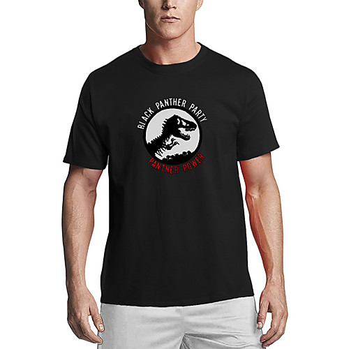 

Men's T shirt Other Prints Graphic Letter Animal Print Short Sleeve Daily Tops Cotton Basic White Black Red