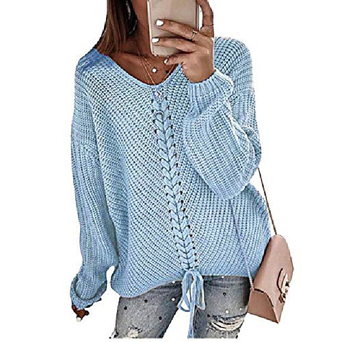 

sweater women sweatshirt knitted long-sleeved shirts sweaters elegant v-necks loose long sleeves oversized sexy jumper top tops (a-white, xx-large)