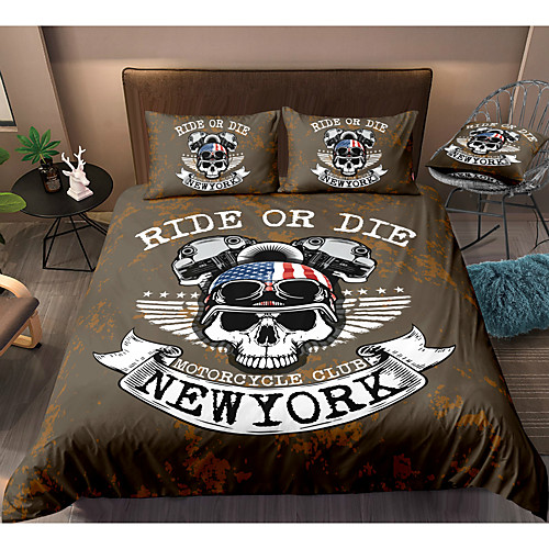 

Skull Series 3-Piece Duvet Cover Set Hotel Bedding Sets Comforter Cover with Soft Lightweight Microfiber For Room Decoration(Include 1 Duvet Cover and 1or 2 Pillowcases)