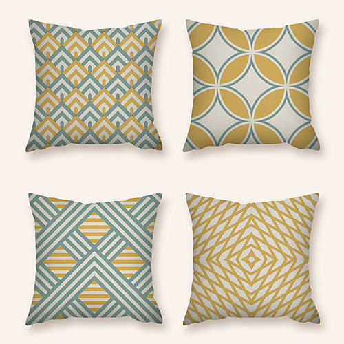 

Cushion Cover 4PC Linen Soft Decorative Square Throw Pillow Cover Cushion Case Pillowcase for Sofa Bedroom 45 x 45 cm (18 x 18 Inch) Superior Quality Machine Washable