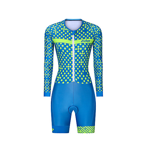 

Women's Men's Long Sleeve Triathlon Tri Suit Blue Polka Dot Bike Breathable Quick Dry Sports Polka Dot Mountain Bike MTB Road Bike Cycling Clothing Apparel / Stretchy / Athletic