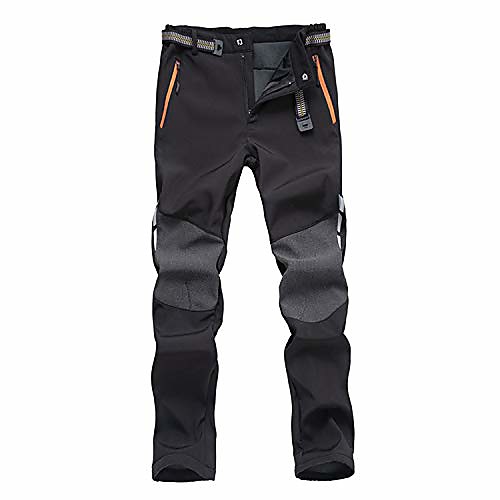 

men's outdoor hiking pants softshell waterproof trousers with zip pockets, black uk m/tag xl