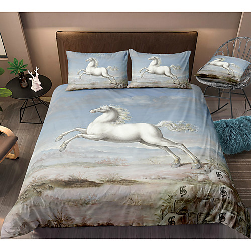 

Horse Print 3-Piece Duvet Cover Set Hotel Bedding Sets Comforter Cover with Soft Lightweight Microfiber(Include 1 Duvet Cover and 1or 2 Pillowcases)