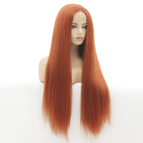 

12-28 Inch New Product Wig Fashion Chemical Fiber Hair Cover Orange Long Straight Hair Fluffy Natural Wig Head Cover