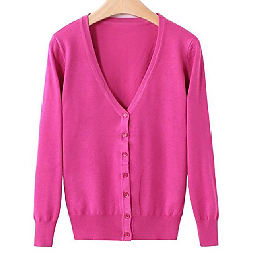 

women's classic v-neck button front lightweight long sleeve soft knit cardigan (large, rose)