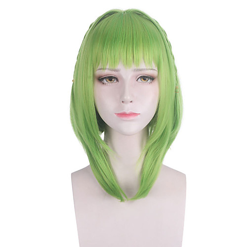 

Cosplay Costume Wig Synthetic Wig kinky Straight With Bangs Wig Medium Length fluorescent green Synthetic Hair Women's Anime Cosplay Green