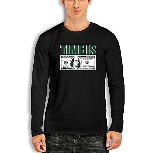 

Men's T shirt Other Prints Graphic Letter Print Long Sleeve Daily Tops Cotton Basic White Black Red