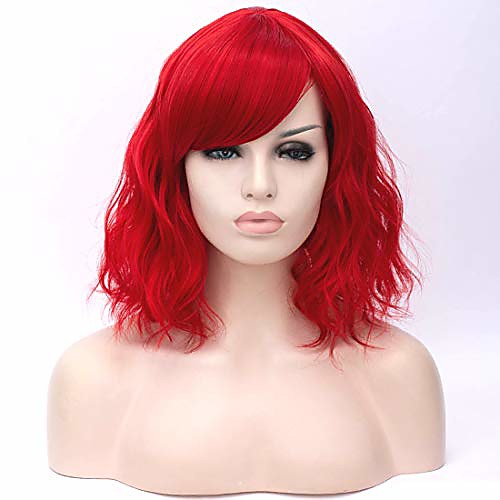 

women short curly red synthetic cospaly wigs halloween costume wig