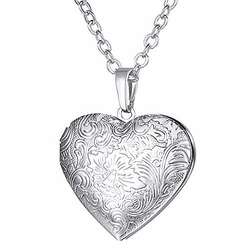 

flower grain heart locket necklace that hold picture/urn ashes platinum plated memorial jewelry for women/girls/pet