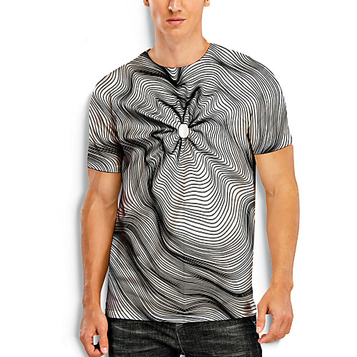 

Men's T shirt 3D Print Graphic Optical Illusion 3D Print Short Sleeve Daily Tops Black / White