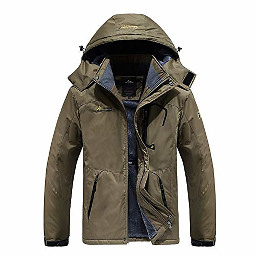 

pandaie men's outdoor mountain ski snow jacket hooded windbreaker windproof thicken warm winter jacket coat outwear khaki