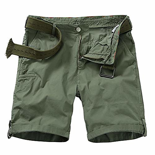 

men's classic relaxed fit stretch cargo shorts comfort flat front hiking shorts,army green,34