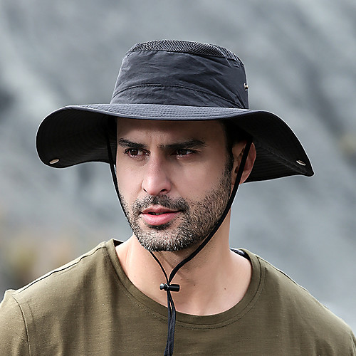

Men's Hiking Cap 1 PCS Outdoor Windproof Breathable Quick Dry Ultraviolet Resistant Hat Solid Color POLY Dark Grey Black Army Green for Fishing Climbing Beach