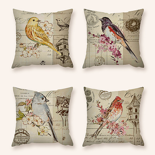 

Cushion Cover 4PC Linen Soft Decorative Square Throw Pillow Cover Cushion Case Pillowcase for Sofa Bedroom 45 x 45 cm (18 x 18 Inch) Superior Quality Machine Washable