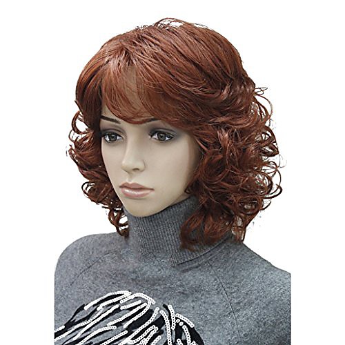 

women's wigs short curly hair natural synthetic full wig 12inch copper red