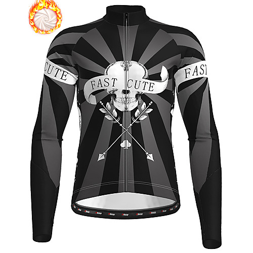 

21Grams Men's Long Sleeve Cycling Jersey Winter Fleece Polyester Black Skull Christmas Bike Jersey Top Mountain Bike MTB Road Bike Cycling Fleece Lining Warm Quick Dry Sports Clothing Apparel