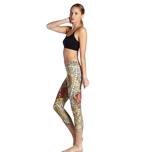 

Women's Casual Yoga Comfort Daily Gym Leggings Pants Print Patterned Calf-Length Print Yellow