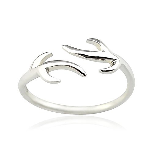 

925 sterling silver deer adjustable antler ring 1.4g (big size)