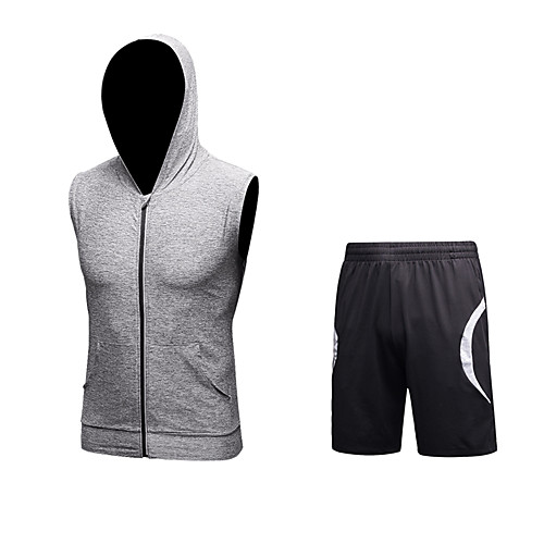 

Men's 2 Piece Patchwork Tracksuit Activewear Set Athletic Athleisure Sleeveless 2pcs Front Zipper Breathable Quick Dry Moisture Wicking Fitness Gym Workout Running Walking Jogging Sportswear Normal