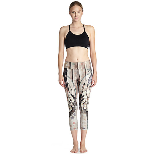 

Women's Basic Chino Breathable Daily Gym Pants Pants Pattern Calf-Length Print Light Brown