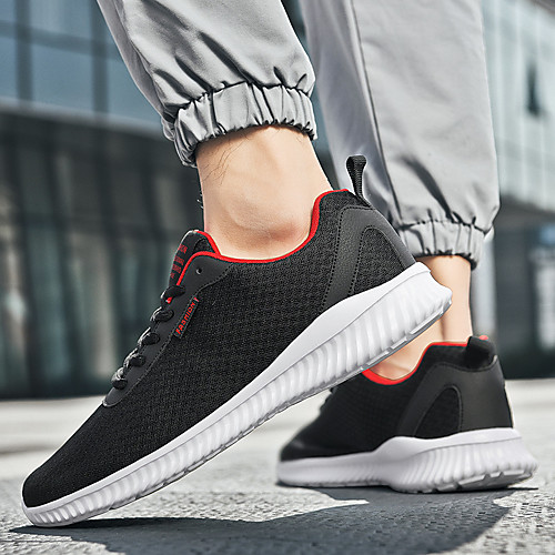 

Men's Trainers Athletic Shoes Sporty Casual Daily Outdoor Running Shoes Fitness & Cross Training Shoes Mesh Synthetics Breathable Wear Proof Black / Red Black Gray Fall Summer