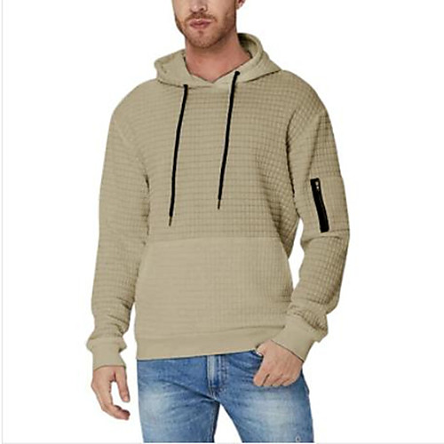 

Men's Pullover Hoodie Sweatshirt Solid Color Going out Casual Hoodies Sweatshirts White Black Khaki