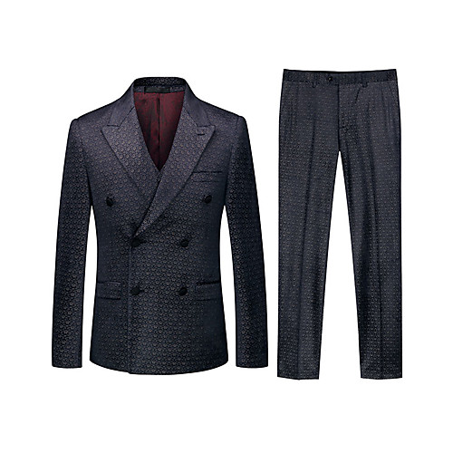 

Tuxedos Tailored Fit / Standard Fit Peak Double Breasted Four-buttons Cotton Blend / Cotton / Polyester Solid Colored