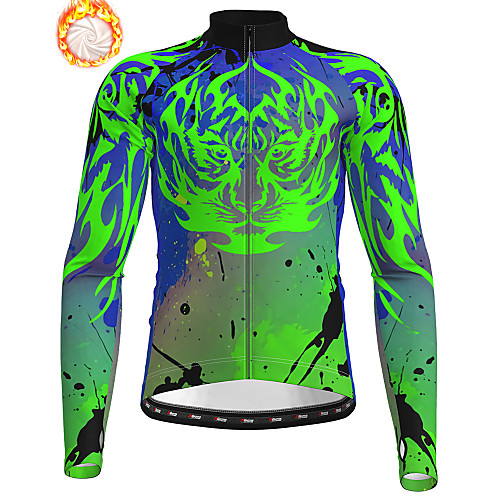 

21Grams Men's Long Sleeve Cycling Jersey Winter Fleece Polyester Yellow Blue Green Camo / Camouflage Animal Bike Jersey Top Mountain Bike MTB Road Bike Cycling Fleece Lining Breathable Warm Sports