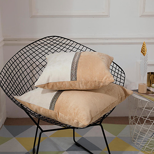 

Satin New Chinese Style Simplicity Chenille Splicing Collision Color Pillow Case Cover Living Room Bedroom Sofa High quality Two colors Pillow Case Cover Living room Bedroom Sofa Pillow Case cover