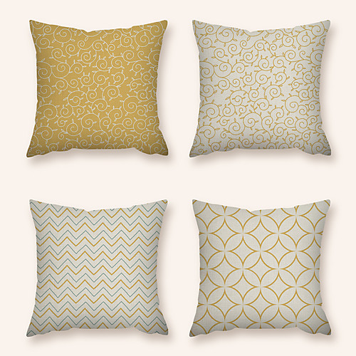 

Cushion Cover 4PC Linen Soft Decorative Square Throw Pillow Cover Cushion Case Pillowcase for Sofa Bedroom 45 x 45 cm (18 x 18 Inch) Superior Quality Machine Washable