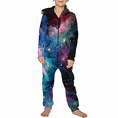 

jumpsuit jogger for the whole family, morbuy unisex young girls hooded sweater romper suit 3d starry sky printed onepiece sweatshirt romper nightwear (adult m, star)
