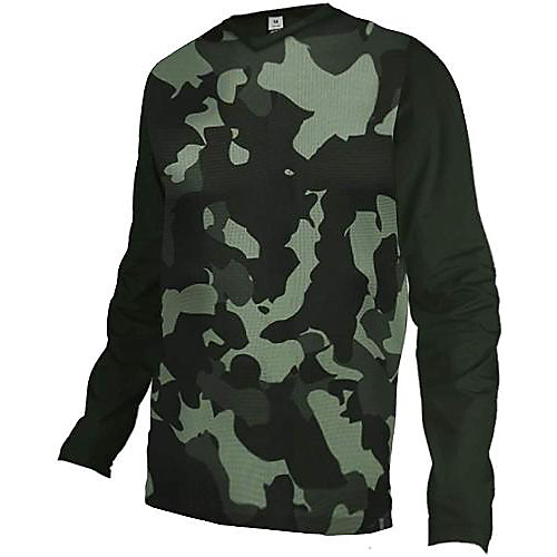 

21Grams Men's Long Sleeve Downhill Jersey Army Green Camo / Camouflage Bike Jersey Top Mountain Bike MTB Road Bike Cycling UV Resistant Quick Dry Sports Clothing Apparel / Athletic