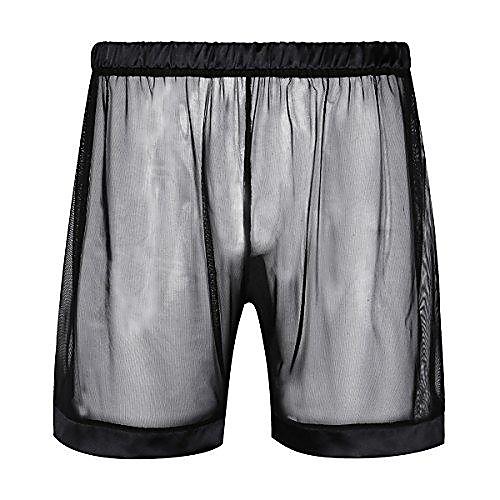 

men's sheer mesh loose see-through lounge boxer shorts underwear swim trunks swimwear