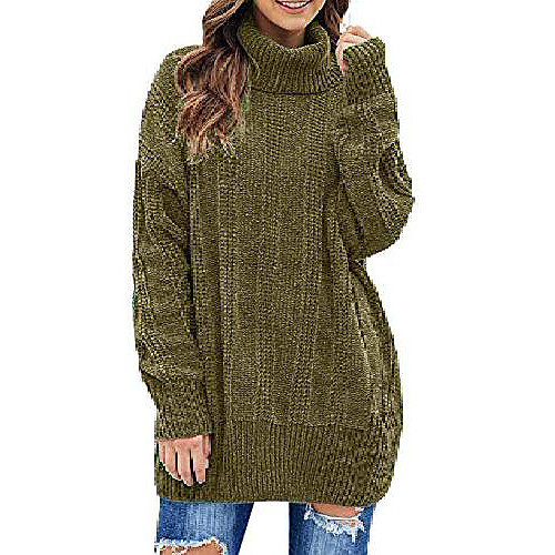 

womens winter cozy warm sweater loose long sleeve chenille jumper oversized long knit pullover green