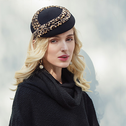 

Headwear Elegant Wool Hats with Leopard Print 1pc Wedding / Daily Wear Headpiece