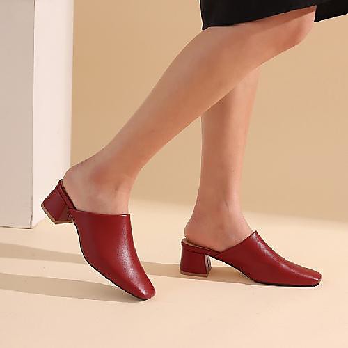 

Women's Sandals Chunky Heel Square Toe Block Heel Sandals Daily PU Synthetics White Black Red