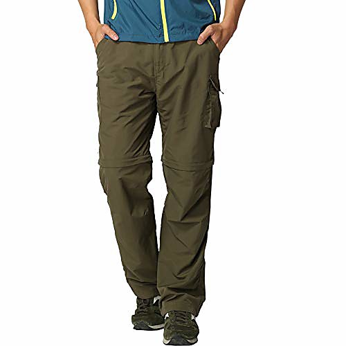 

pants for men outdoor hiking quick-dry, convert lightweight uv 50 fishing travel camping pants (green, 34w x 30l)