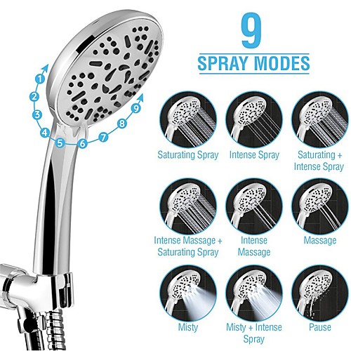 

multifunctional handheld shower set with 9 spray modes shower booster shower chrome