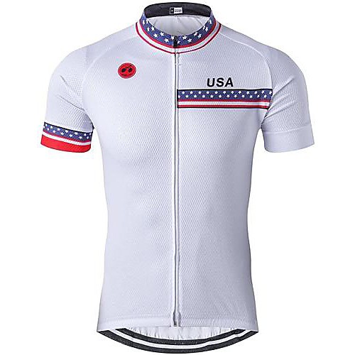

21Grams Men's Short Sleeve Cycling Jersey White National Flag Bike Jersey Mountain Bike MTB Road Bike Cycling Breathable Quick Dry Sports Clothing Apparel / Athletic