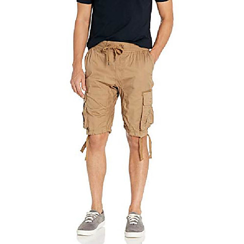 

men's jogger shorts with cargo pockets in solid and camo colors, wheat(new), 3x-large