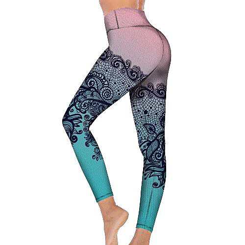 

21Grams Women's High Waist Yoga Pants Cropped Leggings Tummy Control Butt Lift Breathable Blue Fitness Gym Workout Running Winter Sports Activewear High Elasticity