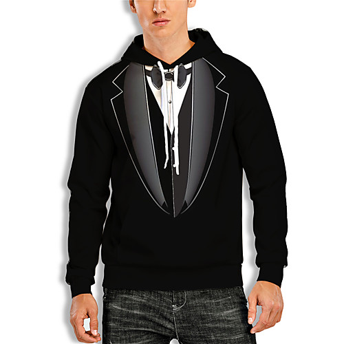 

Men's Pullover Hoodie Sweatshirt Graphic 3D Print Daily 3D Print Basic Casual Hoodies Sweatshirts Black