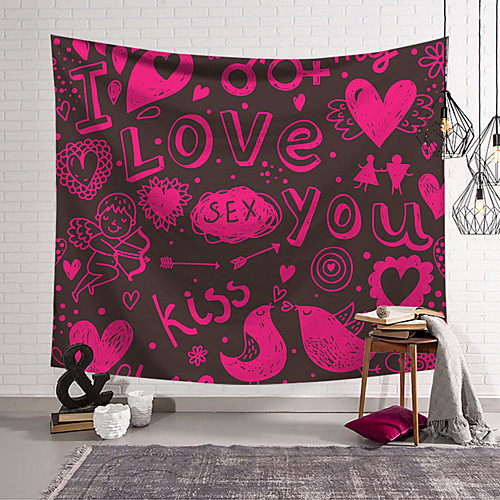 

Valentine's Day Wall Tapestry Art Decor Blanket Curtain Hanging Home Bedroom Living Room Decoration Love Heart Graffiti