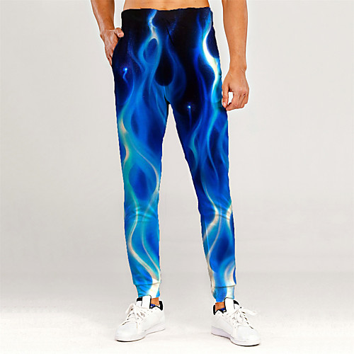 

Men's Novelty Casual / Sporty Outdoor Sports Casual Daily Sweatpants Trousers Pants Graphic 3D Full Length Print Blue